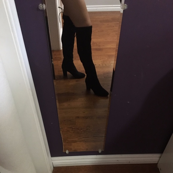 Black Suede Over-the-Knee Boots - Picture 5 of 5
